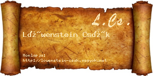 Löwenstein Csák névjegykártya